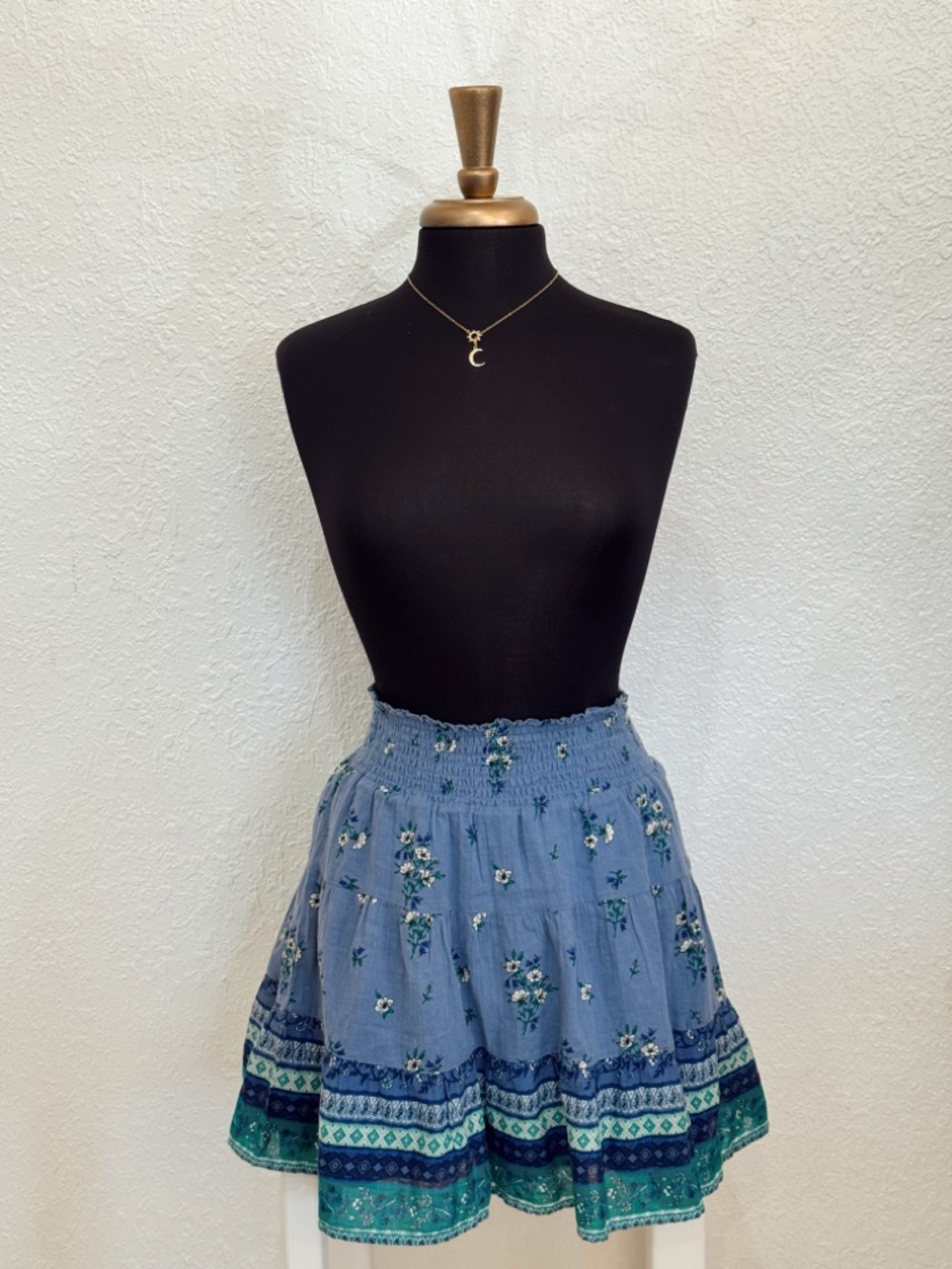 Floral Blue and Green Women's Skirt